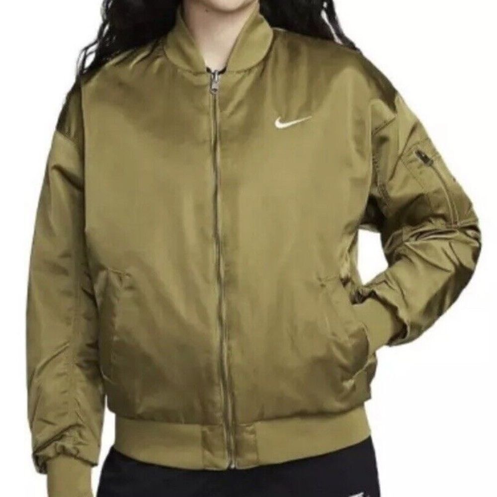 Nike olive green reversible varsity bomber jacket XL